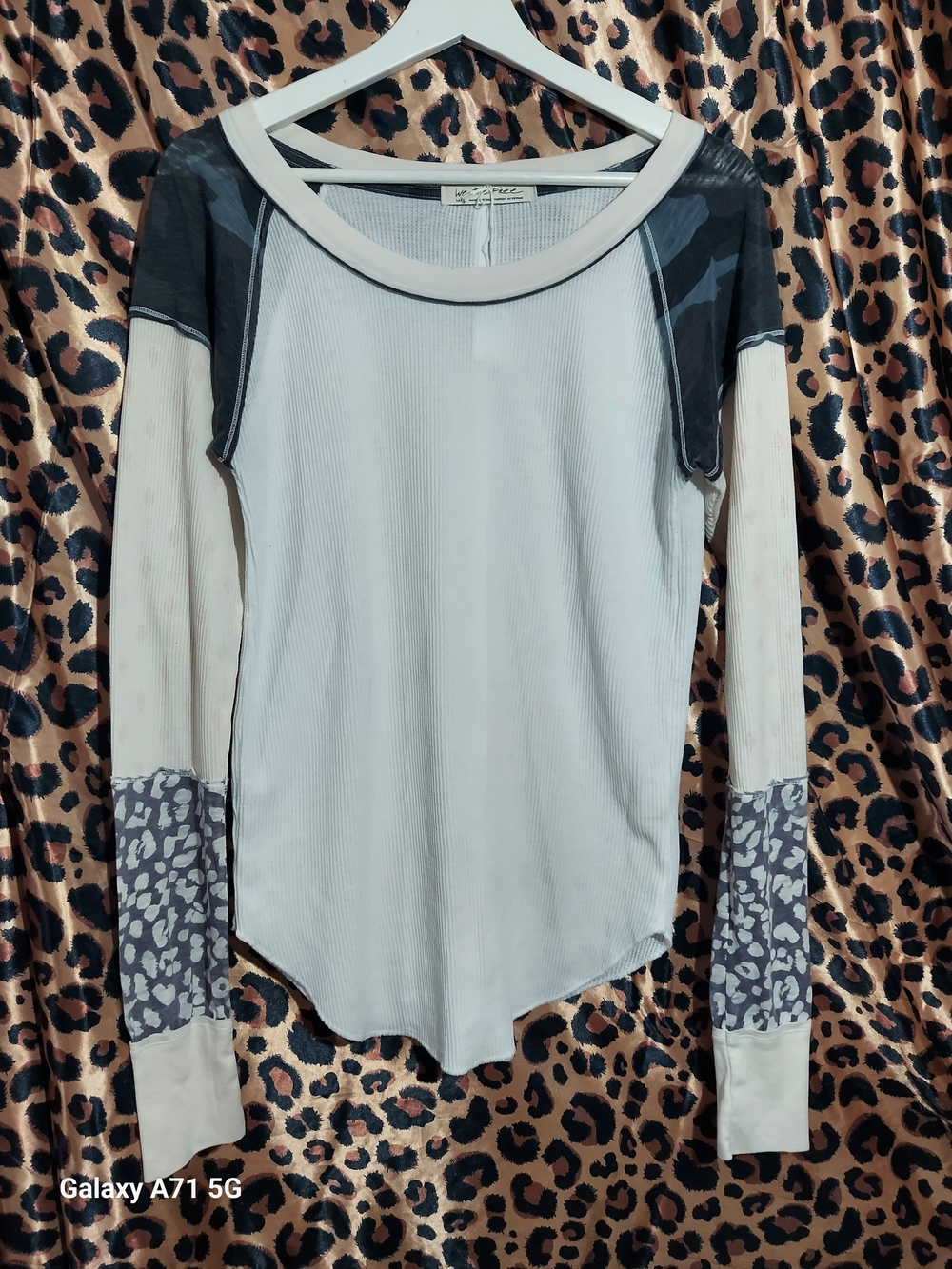 Free People We The Free Bright Side Thermal Shirt Camo Animal Print
